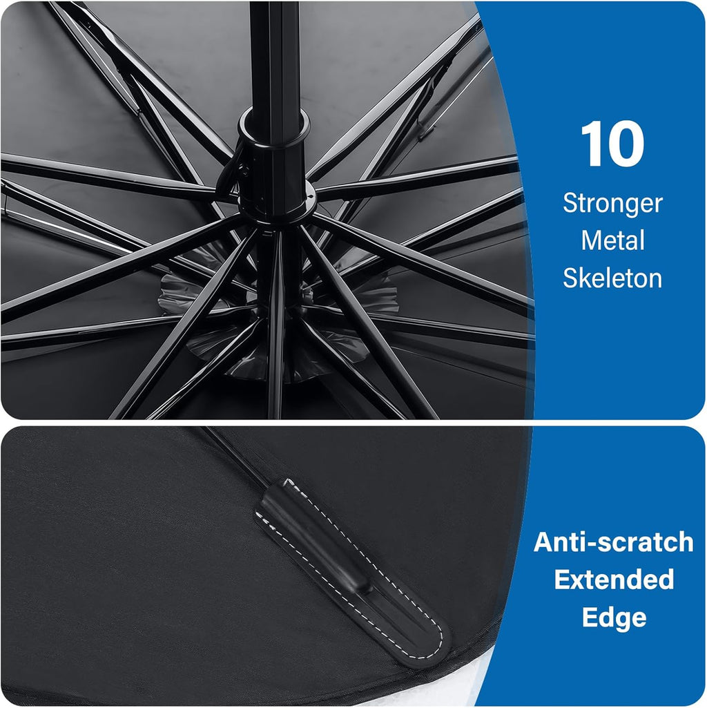 Windshield Sun Shade Umbrella, Blocks UV Rays & Heat, 57"X31.5", Silver | Foldable Car Window Shades for Mini SUV Sedans Hatchbacks, Blocks UV Rays, Keep Car Cool & Protect Interior, Spring Edge